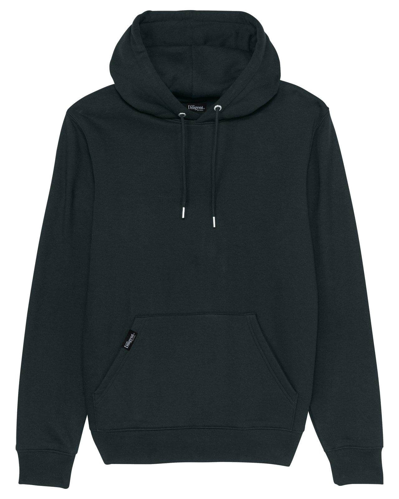 Black Unisex Organic Hoodie Diligent Clothing UK